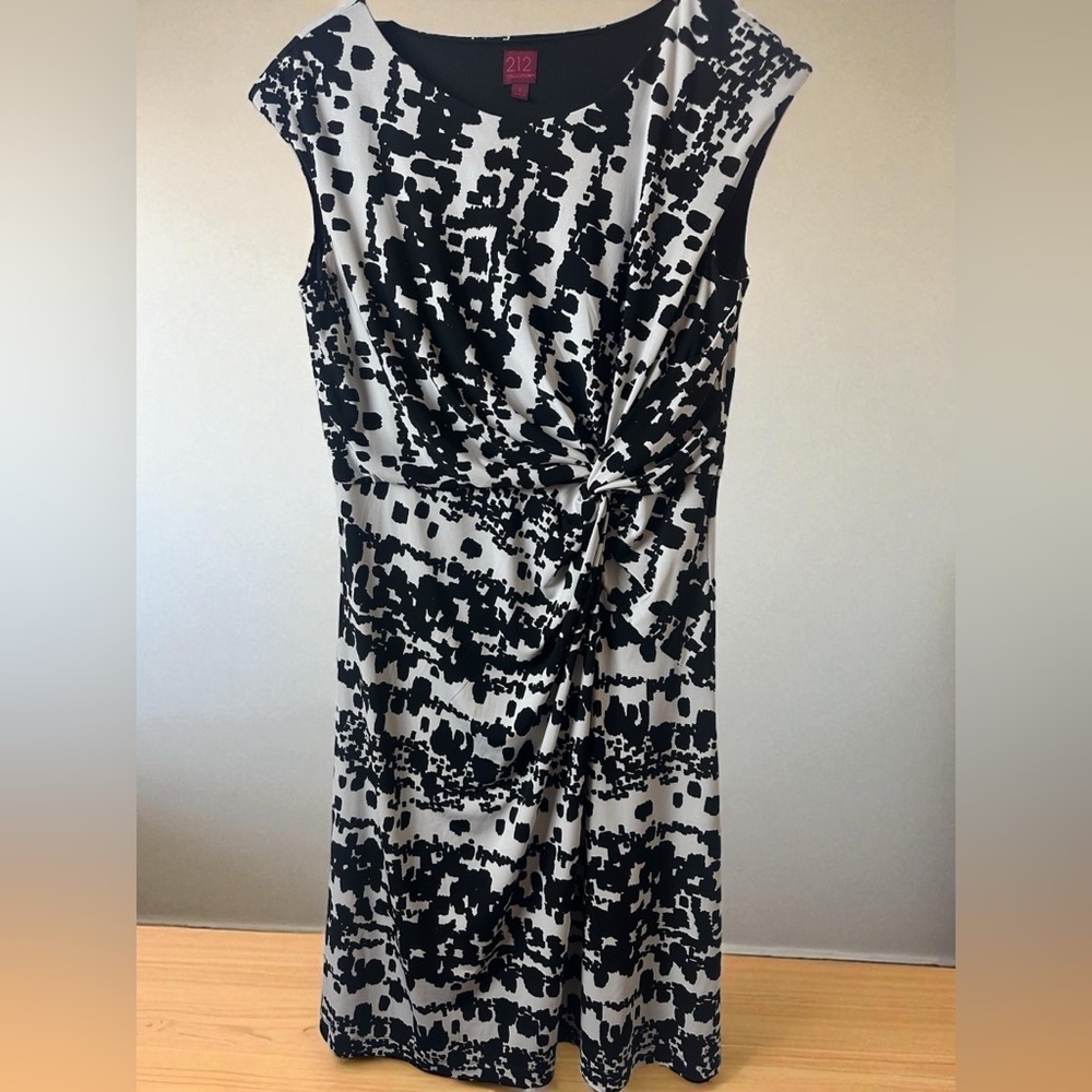 212 Collection Black and White Asymmetrical Dress